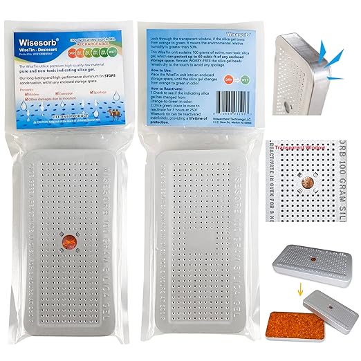 100 Gram 3 Pack Indicating Silica Gel Canister, Gun Safe Dehumidifier (Orange to Green), Reusable Desiccant Canister Dehumidifier