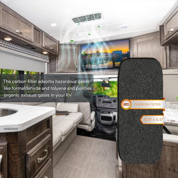 RV Premium Charcoal Activated Carbon Fiber Air Conditioner Filter - Air Duct AC Carbon Filter Replacement for RV AC Vent (4 Pack, 12.875” x 5.5”)