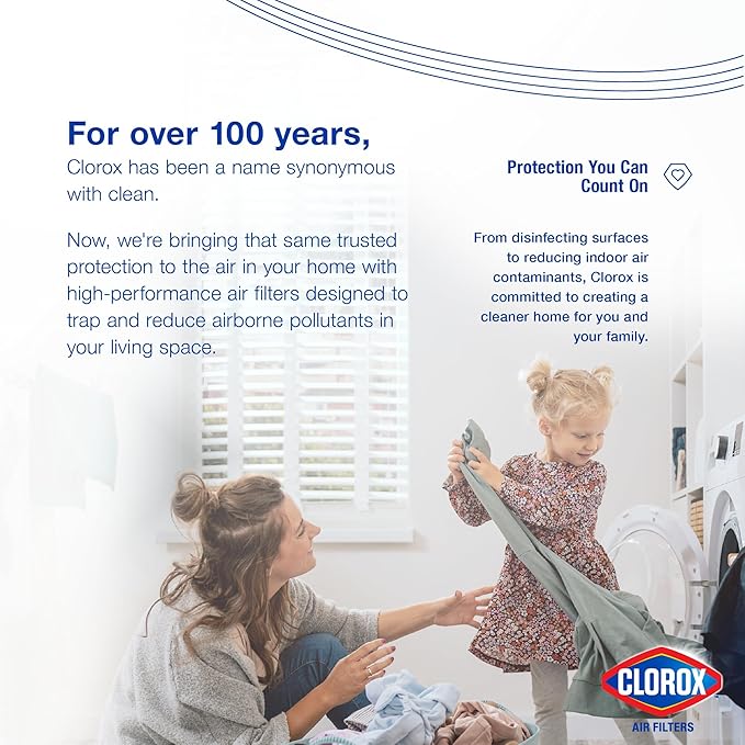 Clorox 20x20x1 Air Filter, MERV 11 Pleated HVAC AC Furnace Air Filters, MPR 1000 & FPR 7 – Pack of 4