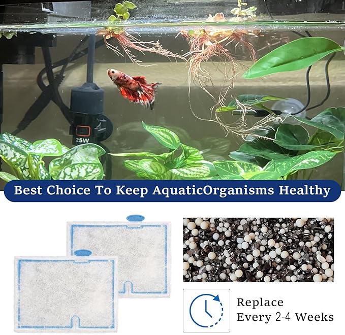 Small Aquarium Filter Cartridges Compatible with Aqueon Filter, Carbon Fish Tank Filters for Aqueon QuietFlow E Internal Power Filter 10 and 1/2.5/5 Gallon Minibow Aquarium Filters -Small (8 Pack)