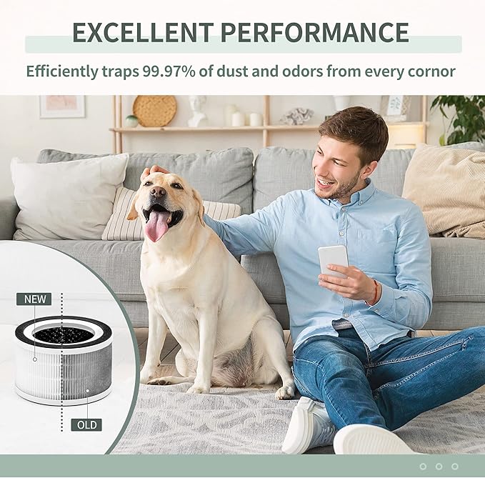 Fillo Air Puri-fier Filter Compatible with Afloia Air Filter Replacement Fillo/Halo and Allo Air Filter, Match ASIN: B088FHCS83/B07JG1R2GB/B07WR2CT7V, 3-IN-1 Filtration, 4-Pack