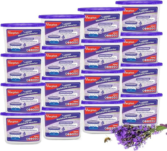 Vacplus Moisture Absorbers 16 Pack, 10.5 Oz, Humidity Absorber Boxes Attracts Extra Moisture from Your Bathroom, Closet, Kitchen, Dehumidifier for Closet (Lavender Scent), Purple