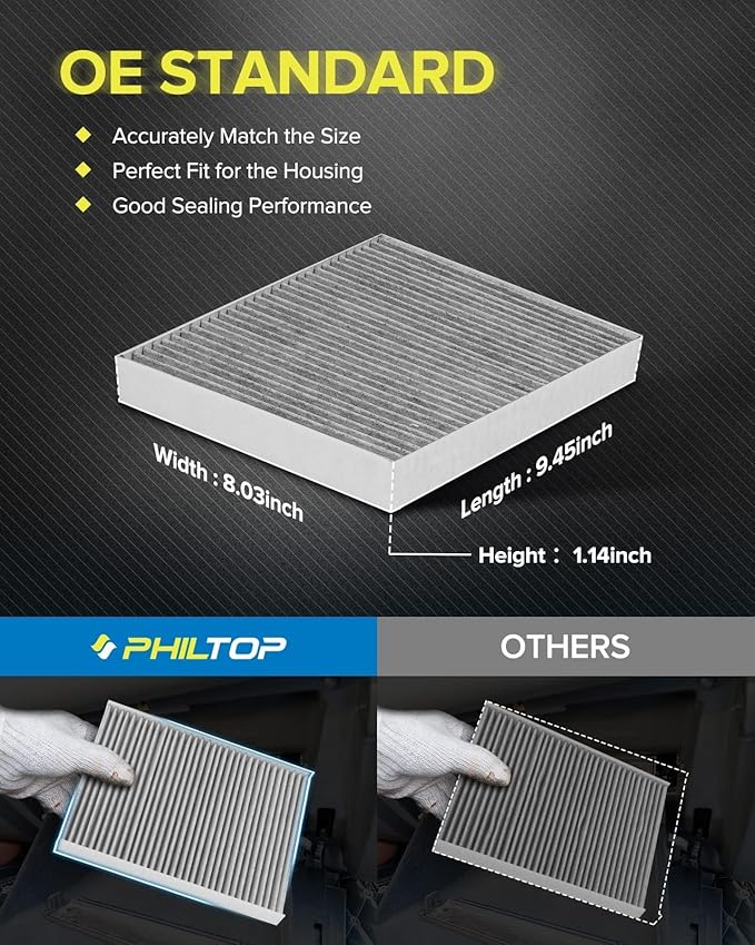 PHILTOP Cabin Air Filter, Replacement for CF12161,Sorento 2016 2017 2018 2019 2020, Premium Cabin Filter with Activated Carbon Filter, Pack of 1