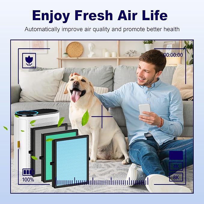 MK04 Air Filter Replacement for Aroeve MK04 MG04JH Air Purifier, 4-in-1 H13 True HEPA High-Efficiency Activated Carbon Filter, Standard Version (4 Pack)