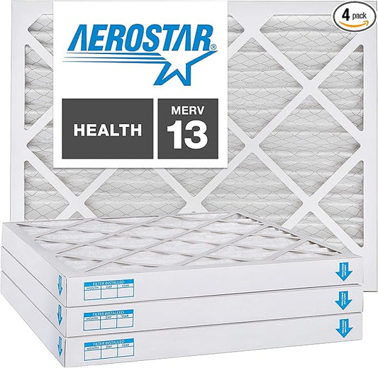 Aerostar 20x20x2 MERV 13, Pleated Air Filter, 20x20x2, Box of 4, Made in the USA