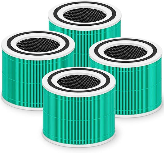 Core 300 Toxin Absorber Replacement Filter for LEVOIT Core 300 Core 300-P Core 300S Vortex Air Air Purifier, 3-in-1 H13 Grade True HEPA High-Efficiency Activated Carbon, Core 300-RF-TX, 4 Pack, Green