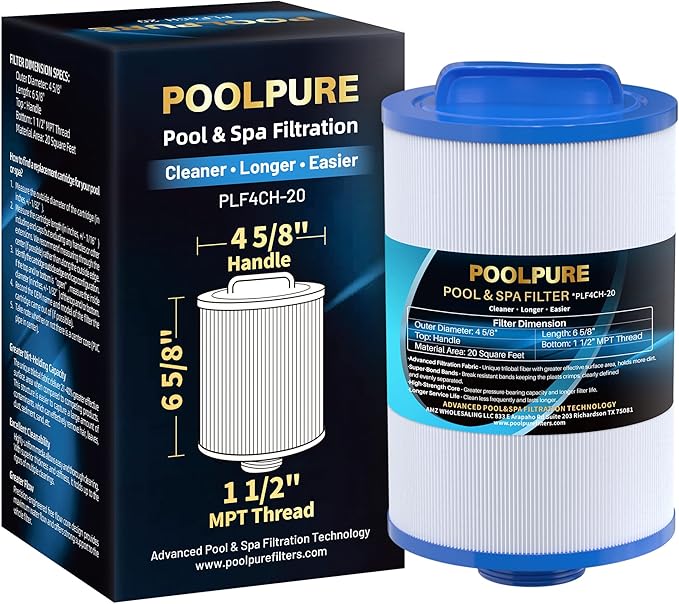 POOLPURE PLF4CH-20 Sap Filter Replaces PHC25P4, Unicel 4CH-20, Filbur FC-0125, 4CH-20, SD-01376, 20 Sq.ft Filter Cartridge 1PACK