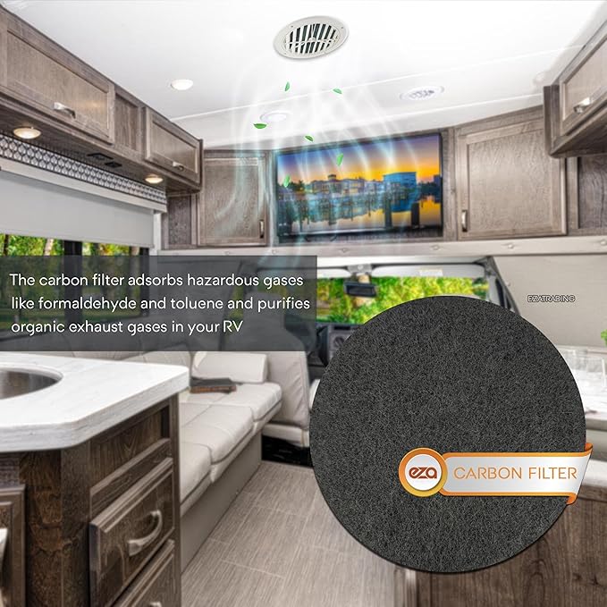 RV Premium Charcoal Activated Carbon Fiber Air Conditioner Filter - Air Duct AC Carbon Filter Replacement for RV AC Vent (8 Pack, 5.25" Round)