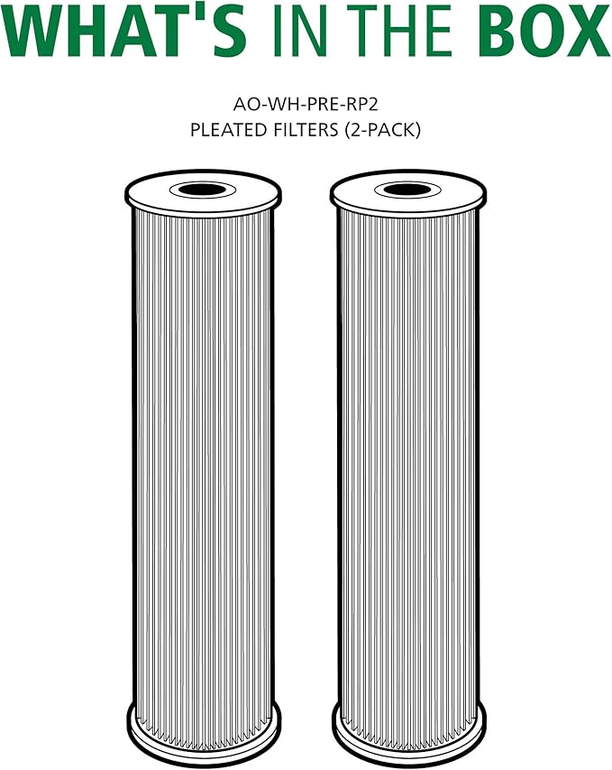 AO Smith 2.5"x10" 20 Micron Sediment Water Filter Replacement Cartridge - 2 Pack - For Whole House Filtration Systems - AO-WH-PRE-RP2