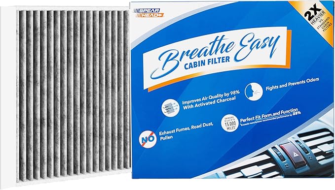Spearhead Odor Defense Breathe Easy AC & Heater Cabin Filter | Fits 2015-25 Mustang Like OEM | Up to 25% Longer Lasting w/Activated Carbon (BE-152)