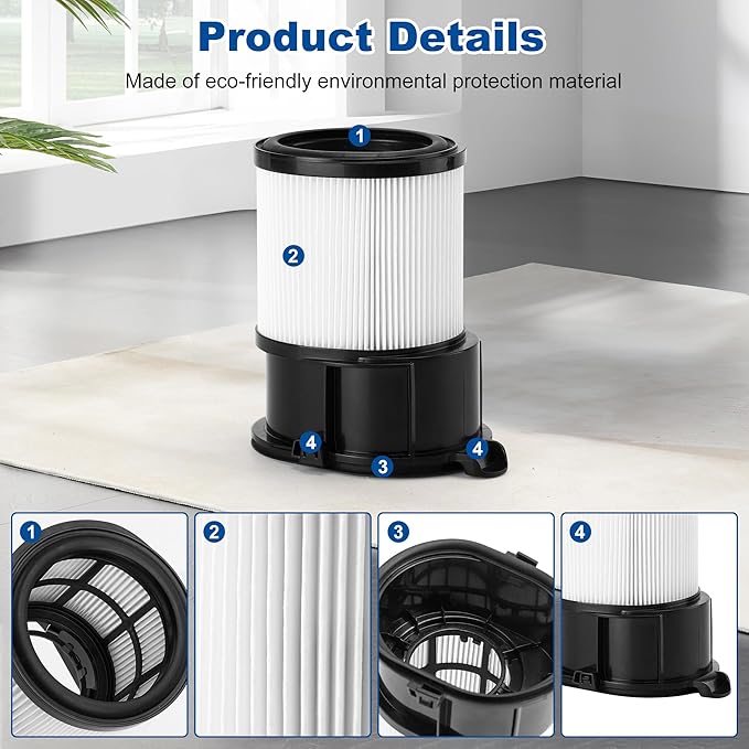 8 Pcs IP1251 IP3251 Filter Replacement Compatible with Shark Cordless PowerDetect Clean and Empty Lightweight Stick Vacuum, 1 Post-Motor Filter, 3 Pre-Motor Filter sets, 1 Cleaning Brush