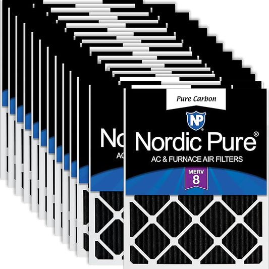 Nordic Pure 12x12x1 (11 3/4 x 11 3/4 x 3/4) Pure Carbon Pleated Odor Reduction Furnace Air Filters 24 Pack