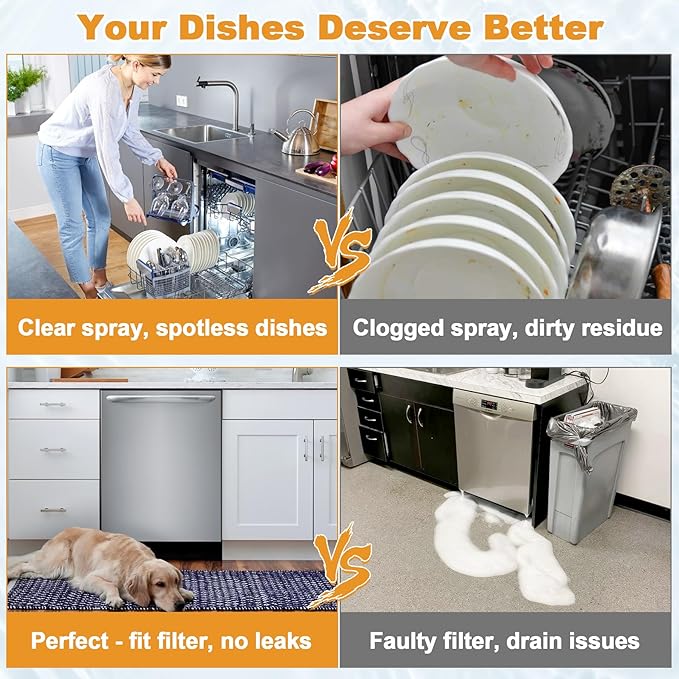 154568001 Dishwasher Lower Spray Arm Kit Includes 5304518968 Support & 5304506518 Filter Replacement for Frigidaire Kenmore Dishwasher Replaces 154414101 154250901 154568002 AP3958746 PS1524955