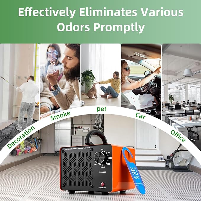 HHGM 128,000mg/h Dual-Fan Ozone Machine Generator High Capacity Ozone Odor Eliminator Odor Removal Air Purifier Ionizer & Deodorizer for Car, Home, Smoke, Pets, Industrial, Basement, Commercial