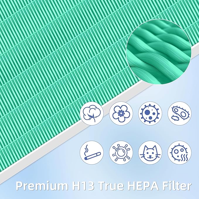 116130 HEPA Toxin Absorber Replacement Filter H for Winix 5500-2 Am80 Plasmawave Air Purifier True HEPA Carbon Filter,2 Set,Green