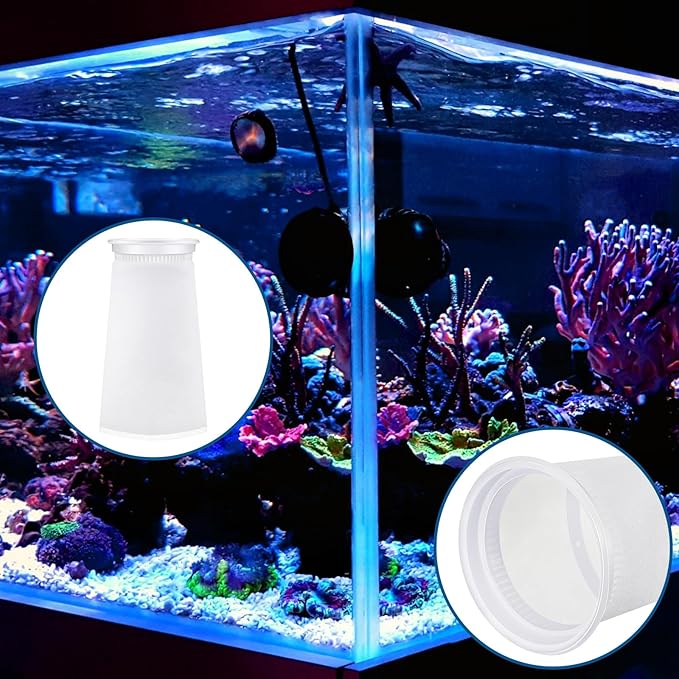 Jecery 16 Pack 4 Inch Ring Filter Socks 200 μm Aquarium Filter Bags Aquarium Socks for Tank Sump Saltwater Freshwater(9.5 × 4 inches)