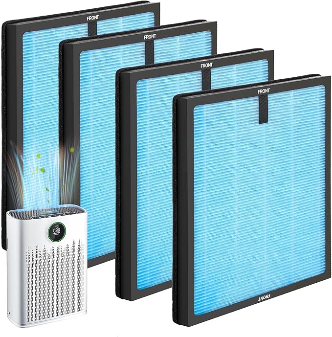 HAP603 HEPA Air Filter Compatible with ECOSELF HAP603 HAP603WF Air Purifier, H13 High Efficiency Activated Carbon Filter 4 Packs