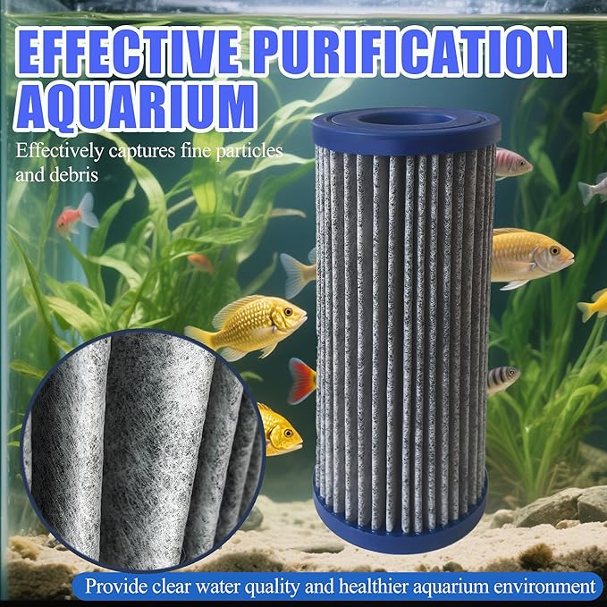 4PCS Upgraded Activated Carbon Micron Cartridge Replacement for Marineland Magnum Polishing Internal Canister Filters (ML90770), 2 Cartridge & 2 Rubber Gasket Compare to Part PA0140