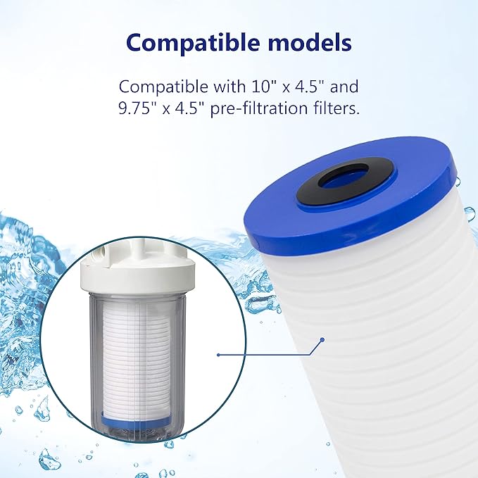 Overbest 10" x 4.5" Whole House Water Filte Replacernent for 3M®Aqua-Pure®AP810, AP811, AP801, AP801-C, AP801T, P801B, Whirlpool® WHKF-GD25BB, VWHKF-DWHBB, 5 Micron Well & Tap Water Filter, Pack of 3