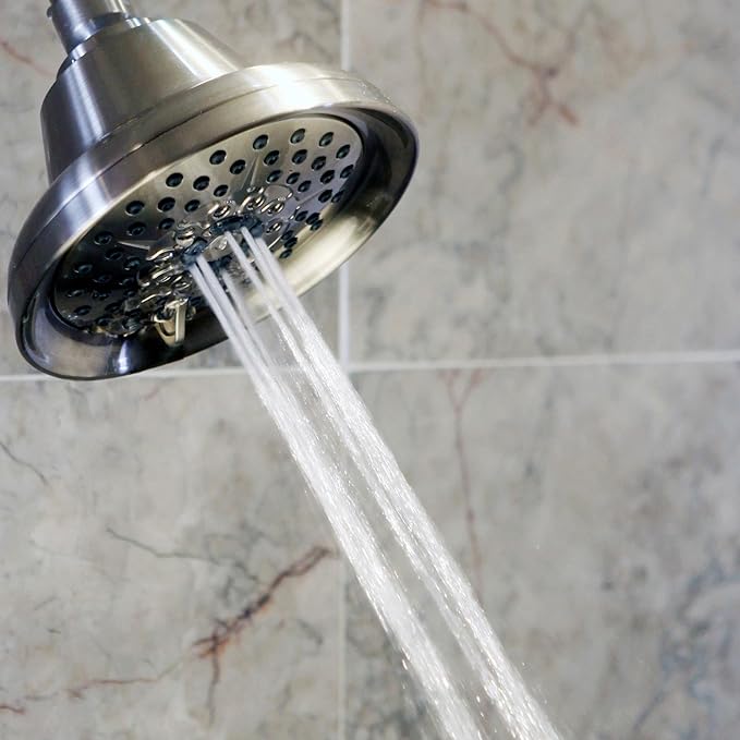 Shower Massage Head With Mist - High Pressure Boosting, Multi-Function, Massager Rainfall Showerhead For Low Flow Showers & Adjustable Water Saving Nozzle, 2.5 GPM - Brushed Nickel