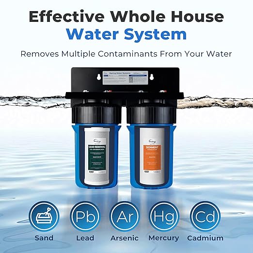 iSpring WGB21B-CPB 2-Stage Whole House Water Filtration System Reduces Arsenic, Cadmium, Mercury, Sediments, Chlorine, and up to 99% Lead, 1" Inlet/Outlet Ports