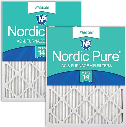 Nordic Pure 16x20x1 (15 1/2 x 19 1/2 x 3/4) Pleated MERV 14 Air Filters 2 Pack