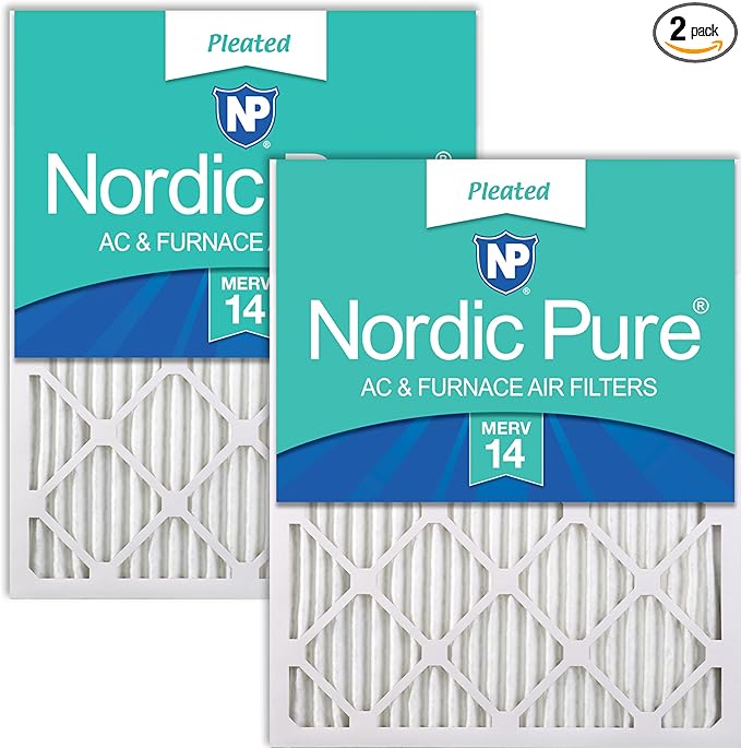 Nordic Pure 18x20x1 (17 1/2 x 19 1/2 x 3/4) Pleated MERV 14 Air Filters 2 Pack