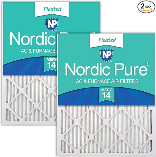 Nordic Pure 18x20x1 (17 1/2 x 19 1/2 x 3/4) Pleated MERV 14 Air Filters 2 Pack