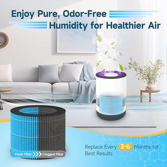 2 Pack PEHUMEVA Replacement Humidifier Filter Compatible with Pure Enrichment MistAire Eva - Mist-Free Evaporative Humidifier (2.8L) (Model: PEHUMEVA)
