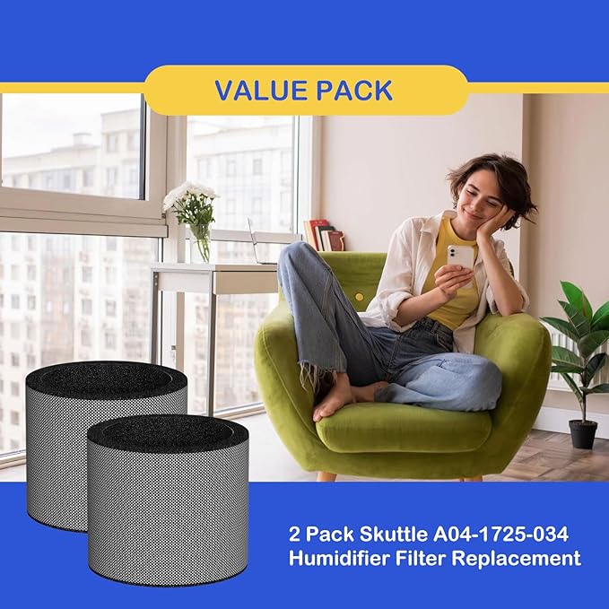 2 Pack A04-1725-034 Humidifier Evaporator Pad Filter Replacement Compatible with Skuttle A04-1725-034 Humidifier, A04-1725-034 Water Panel, No Clips