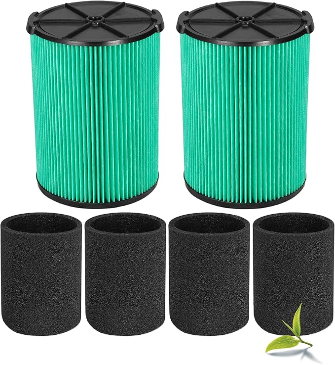 Universal Filters Replaces CMXZVBE38777 /CMXZVBE38753 Craftsman Hepa Graded Filter, Replaces # 9-38753, Fits 5-20 Gallon Shop Vacuums1988+, with Foam Sleeve -2 Pack