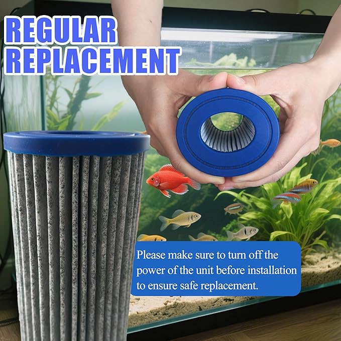4PCS Upgraded Activated Carbon Micron Cartridge Replacement for Marineland Magnum Polishing Internal Canister Filters (ML90770), 2 Cartridge & 2 Rubber Gasket Compare to Part PA0140