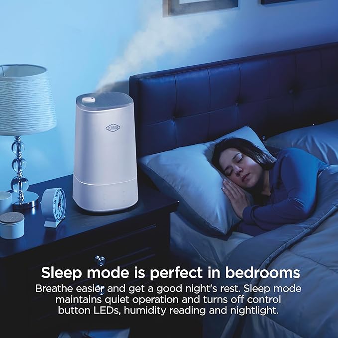 Clorox Air Humidifier for BedRoom with UV LED Light to Reduce Germs and Bacteria, Whisper Quiet, 4L Water Tank for up to 40 Hours of Continuous Steam, Ultra Clean Cool Mist, White (11080)