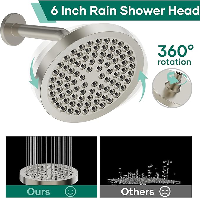 Shower Head with Handheld Spray Combo,6" High Pressure Rain ShowerHead,5" Dual Double Handheld Shower Head with 10-Mode 78" Hose Brushed Nickel
