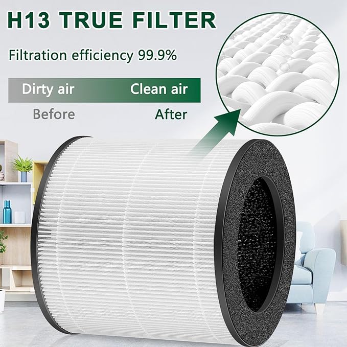 Replacement True he-pa Filters Compatible with Ganiza Air Purifier A10,H13 3-IN-1 4-Stage Filtration High-efficiency Activated carbon,2-Pack H13 4-Stage Filtration Activated Carbon 3-in-1