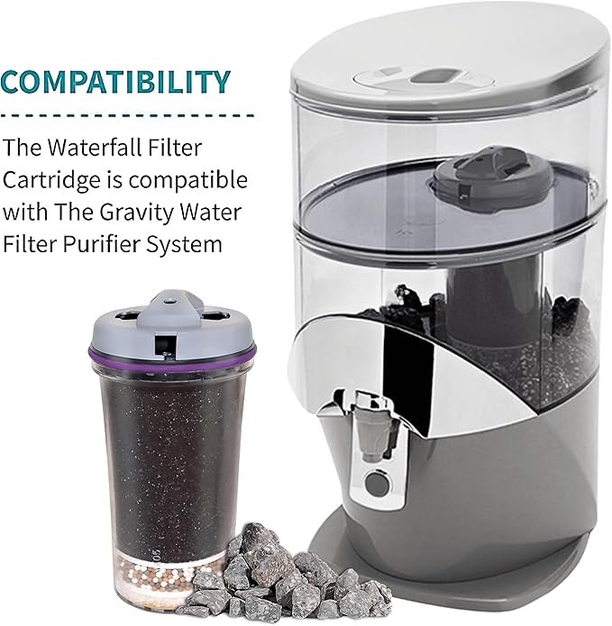 Water Filter Replacement 13845 for PiMag Countertop Waterfall Gravity Filtration System 1384 & 13681, Water Purifier Cartridge for Nikken Filter Replacement, Home Alkaline Drinking Dispenser Cartridge