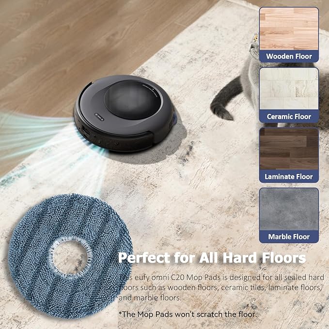 Replacement Parts Kit for eufy Omni C20 Robot Vacuum Accessories, 2 Roller Brushes, 4 Filters, 6 Side Brushes, 6 Mop Pads, 6 Dust Bags, 24 Pack