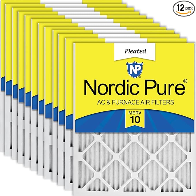 Nordic Pure 18x20x1 (17 1/2 x 19 1/2 x 3/4) Pleated MERV 10 Air Filters 12 Pack