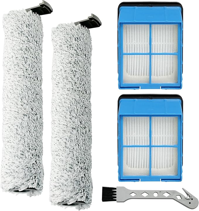 Crosswave Omniforce Replacement Parts, Roller Brush & Filters Kit for BISSELL Crosswave (Model 3882/3883/ OmniFind 3967F/ 3970F) Vacuum Cleaner - 2 Rolls, 2 Filters, 1 Tool Brush