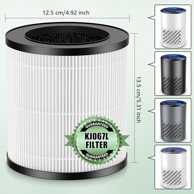 2 Pack KJ067L Air Filter Replacements Compatible with MOOKA KJ067L Air Purifier for Bedroom Home, 3-in-1 High-Efficiency Filtration for Wildfire Pet Dander Smoke Odor Dust