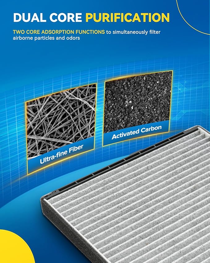 PHILTOP Cabin Air Filter, Replacement for CF10546, 2004-2011 Aveo, 2007-2011 Aveo5, 2009-2010 G3, Premium Cabin Filter with Activated Carbon Filter Up Dust Pollen Odor