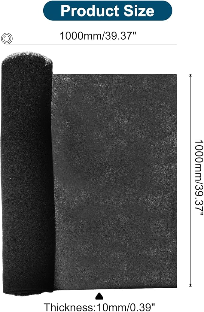 PATIKIL 39" x 39" x 0.4" Air Conditioner Filter Replacement, Washable Reusable Cut to Fit Foam Filter Air Filter for RV AC Vent Window Purifiers Computer, 40PPI