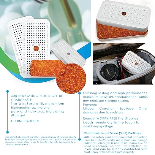 100 Gram 5 Pack Indicating Silica Gel Canister, Gun Safe Dehumidifier (Orange to Green), Reusable Desiccant Canister Dehumidifier