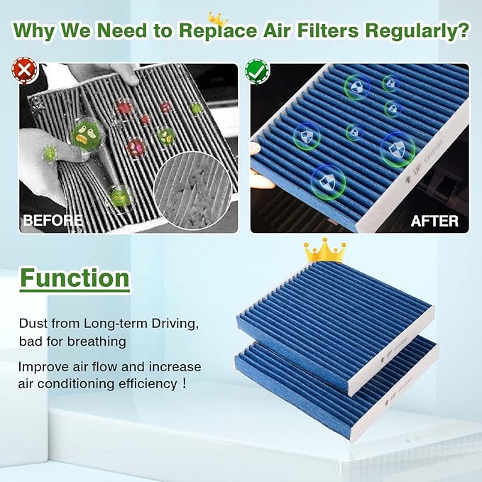 1 Pack Cabin Air Filter and 1 Pack Engine Air Filter Fits for 2014-2021 Sequoia, 2014-2021 Tundra Replacement CA11895 CF10285 Accessories