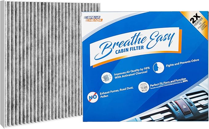Spearhead Odor Defense Breathe Easy AC & Heater Cabin Filter | Fits 2016-19 Sonata Hybrid, 2016-20 Optima Like OEM | Up to 25% Longer Lasting w/Activated Carbon (BE-159)