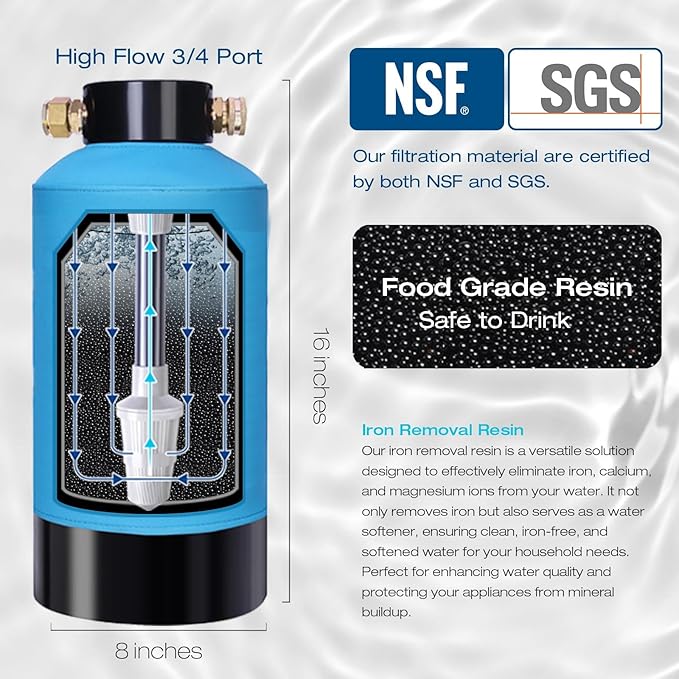 H&G Lifestyles RV Water Filter to Remove Iron from Well Water, RV Water Softener, Chlorine Heavy Metal Removal Improve Water Taste, Filtration System for RV Campers
