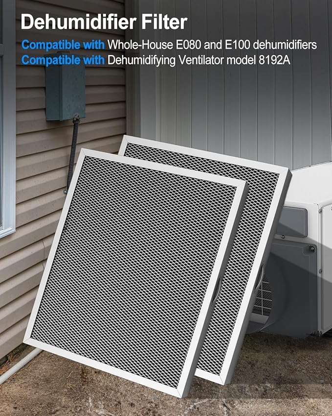 WUMZIJ 2PCS 5881 Dehumidifier Filter Compatible with Whole-House Dehumidifiers Models E100 E080 and Dehumidifying Ventilator 8192A, 12x13.5x1 MERV 8 Washable