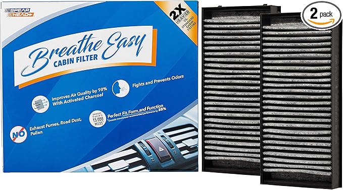 Spearhead Odor Defense Breathe Easy AC & Heater Cabin Filter | Fits 2007-2018 X5, 2008-2019 X6 | Up to 25% Longer Lasting w/Activated Carbon (BE-936)