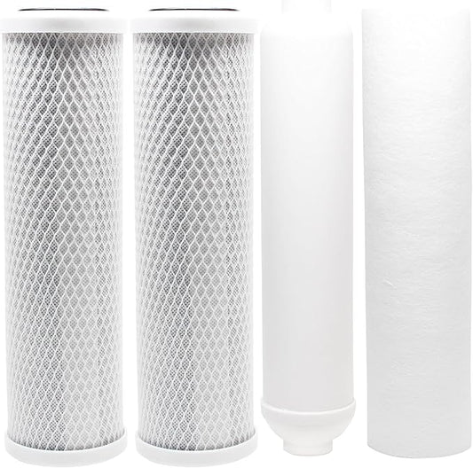 CFS – 4 Pack Replacement Water Filter Kit Includes Carbon Block, Polypropylene Sediment, & Inline Cartridges Compatible with Proline Plus RO System Models – Removes Bad Taste & Odor – White
