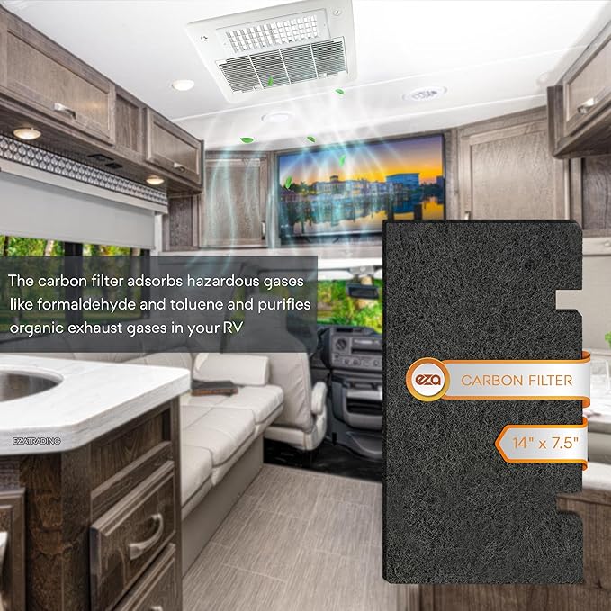 RV Premium Charcoal Activated Carbon Fiber Air Conditioner Filter - Air Duct AC Carbon Filter Replacement for RV AC Vent (6 Pack, 14" x 7.5")